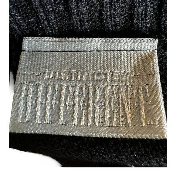 Vintage 80s 90s Distinctly Different black sweater white satin leaves fit S - Picture 7 of 7